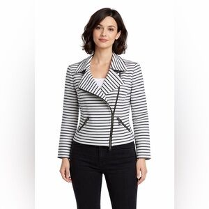 Jessica Women Black and White Zip Blazer